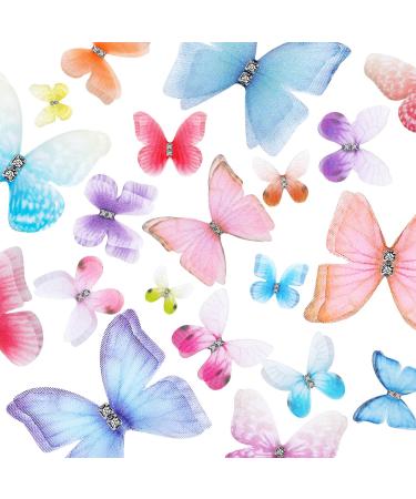 80 Pieces Organza Butterfly Colorful 2-Layers Butterfly Appliques 3D Butterfly Wall Decor DIY Butterfly Ornament Decorative Butterflies for Craft Wedding Decoration  20 Styles (Charming Style)