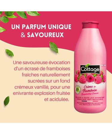  Cottage Cottage Shower & Bath Gel Moisturizing Milk Raspberry Cream - 97% Natural Ingredients - 750ml - Made in France - Buy Online on GoSupps.com