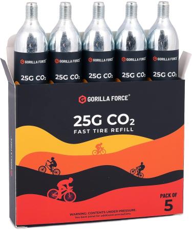 Gorilla Force 25g Threaded CO2 Cartridges - Value Pack of 5 for Bike Tire Inflators - Buy Online on GoSupps.com