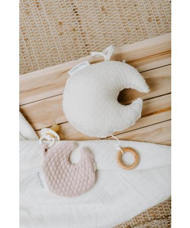 BO BABYS ONLY Moon-Shaped Pacifier Cloth - Sky Cotton & Teddy Fabric - 20x20 cm for Girls - Old Pink - Buy Online on GoSupps.com