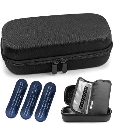 4YOUEASIER Insulin Cooler Travel Case Diabetic Insulated Organizer Portable Cooling Bag for Insulin Pen and Medication Diabetic Supplies with 3 TSA Approved Ice Pack (Black)