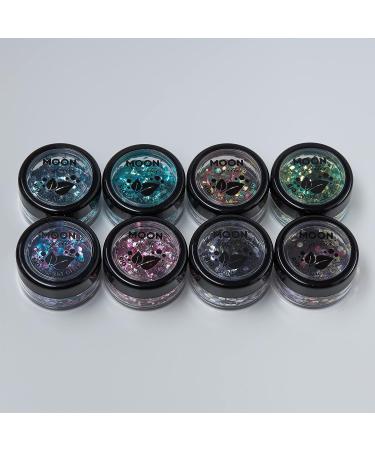 Mystic Bio Biodegradable Eco Chunky Glitter Set by Moon Glitter - 0.10oz - 100% Cosmetic Glitter for Face, Body, Nails, Hair & Lips (Set of 8) - Buy Online on GoSupps.com