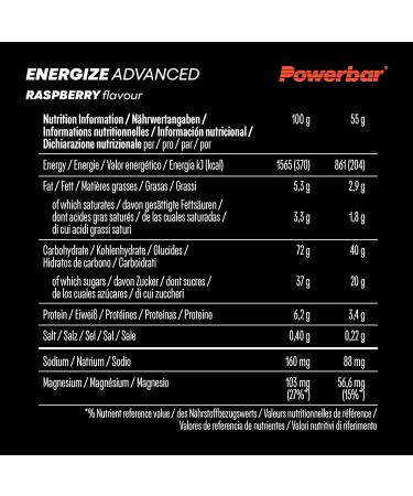 Buy Powerbar Energize Advanced Raspberry 15x55g - High Carb Energy Bar with C2MAX & Electrolytes - Best International Shipping - Buy Online on GoSupps.com