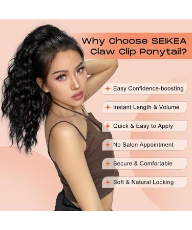 SEIKEA 18 Multi-Layered Claw Ponytail Extension in Chocolate Brown with Caramel Blonde Highlights - Soft Natural Synthetic Hairpiece for Women - Buy Online on GoSupps.com