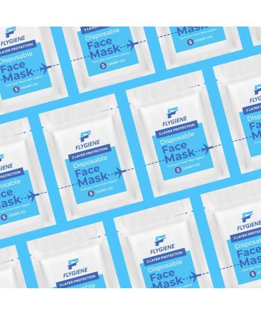 Travel Size Face Mask - 3 Ply Blue Disposable Face Masks for Adults - TSA Approved for Air Travel - 25 Count (5 Packs of 5) - Breathable & Comfortable - Buy Online on GoSupps.com