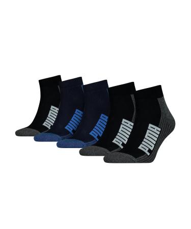 PUMA Unisex Quarter Socks (5 Pack) 43-46 Blue / Black