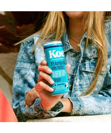 Koe Organic Kombucha Cans Blueberry Ginger | Sparkling Fruit Drink with Probiotics and Vitamin C | 12 oz Pack of 12 - Buy Online on GoSupps.com