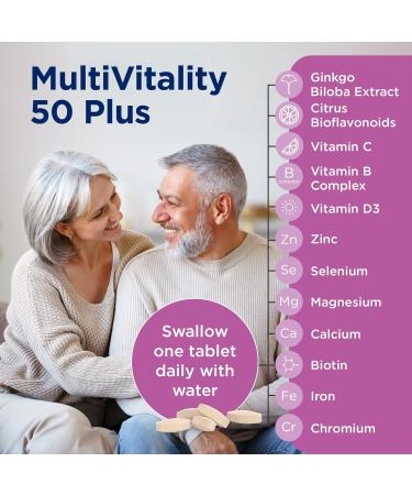 Healthspan Multivitamin 50 Plus | Advance Multivitamin for over-50's | Immune Health Support | 13 Vitamins & 12 Minerals | Ginkgo Biloba & Citrus Bioflavonoids | Vegetarian (180 Tablets) 90 count (Pack of 2) - Buy Online on GoSupps.com