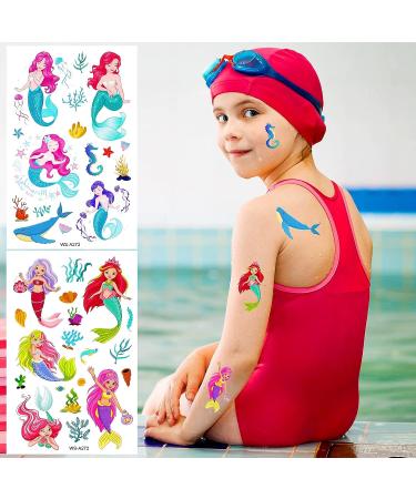 Konsait Mermaid Tattoos for Kids - 188+ Cute Temporary Body Stickers for Girls & Boys | Children Birthday Party Favors & Goodie Bag Fillers - Buy Online on GoSupps.com