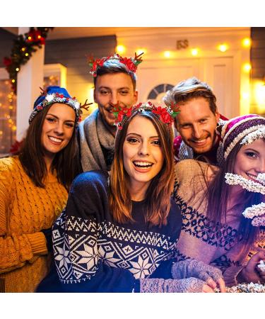 Christmas Flower Deer Headband 2 Styles Elk Antlers Deer Floral Pine Berry Wreath Hair Hoop Novelty Xmas Hair Accessories Festival Photo Props Costume for Women - Buy Online on GoSupps.com