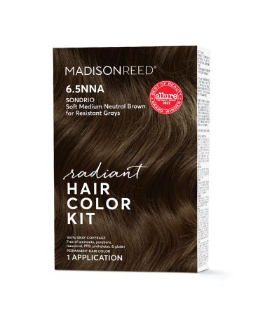 Madison Reed Radiant Hair Color Kit, Permanent Hair Dye, 100% Gray Coverage, Ammonia-Free, Sondrio Brown 6.5NNA Soft Medium Neutral Brown for Resistant Grays, Pack of 1 1 Count (Pack of 1) Sondrio Brown - 6.5NNA