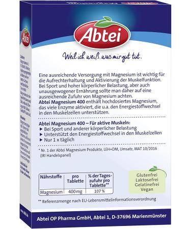 Buy Abtei Magnesium 400 - High Dose 30 Tablets for Optimal Health | International Shipping - Buy Online on GoSupps.com