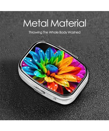 Colorful Flowers Small Pill Case - 2 Compartment Travel Pill Box & Organizer for Purse - Perfect Gift - Buy Online on GoSupps.com