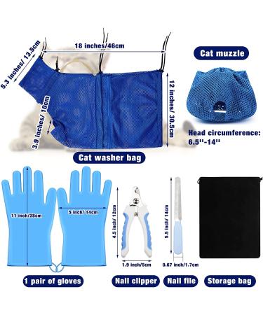 6-Piece Cat Bathing Kit with Grooming Bag, Muzzle, Nail Clipper, Trimmer, File, and Gloves - Buy Online on GoSupps.com