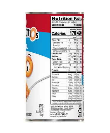 SpaghettiOs Original Canned Pasta 22.4 OZ Can (Pack of 12) - Healthy Snack for Kids and Adults - Buy Online on GoSupps.com