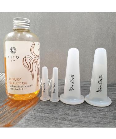 Silicone Massage Buttons Set - 4 Pieces (2M+2S) for Face & Body - Chinese Cupping Therapy - White - Buy Online on GoSupps.com