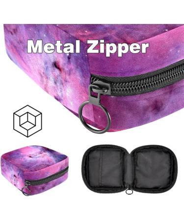 Purple Galaxy Menstruation Pad Bag with Zipper | Women's Tampon & Napkin Organizer | Stylish Collective Bag for Girls - Buy Online on GoSupps.com