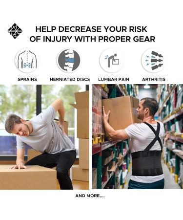 Lower Back Brace with Suspenders | Adjustable Support Belt for Men & Women | Durable 3XL Black for Heavy Lifting & Industrial Work Safety - Buy Online on GoSupps.com