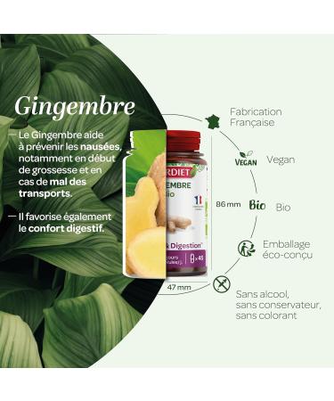 SUPERDIET - ORGANIC GINGER - Nausea pregnancy digestion energizing - Herbal medicine - Made in France - 45 capsules - Buy Online on GoSupps.com