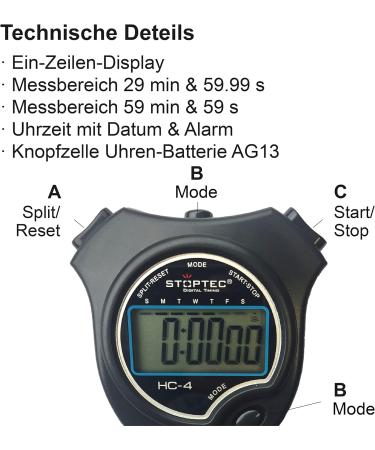 Sch tt Stoptec HC-4 Stopwatch | Digital Stopwatch with Large Display | Stainless Steel | Ideal for Sports Hobbies Leisure and Festivals - Buy Online on GoSupps.com