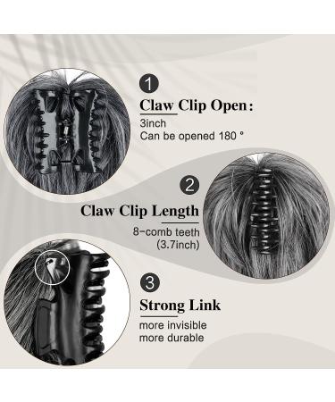 Claw Clip Ponytail Hair Extension | Tousled Updo Bun | Gray Black 10 inch - Buy Online on GoSupps.com