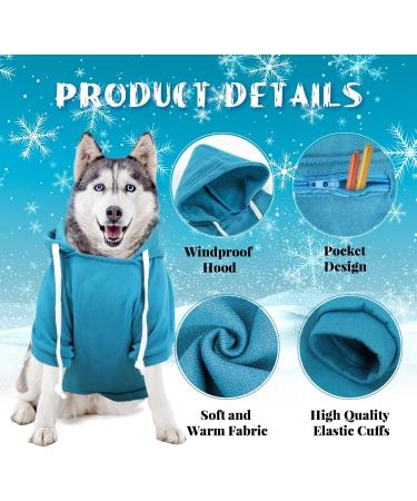 RANYPET Dog Hoodies 2XL - Blue & Grey - Soft Cotton Warm Pet Sweater with Zipper Pocket for Large and Medium Dogs - Autumn & Winter Fashion - Buy Online on GoSupps.com