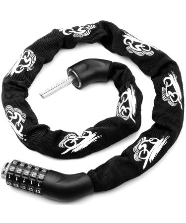 Bicycle lock with numbers and high safety level 1000mm Note lock Bicycle chain lock with 5-digit numbers Code combination Castle Number lock black - Buy Online on GoSupps.com