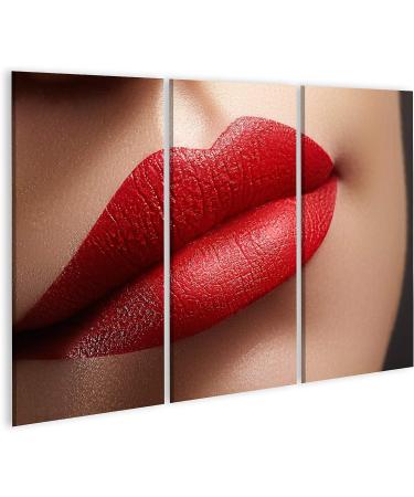islandburner Image on Canvas Cosmetics Makeup Gloss Lipstick On Lips Closeup of Beautiful Female Mouth with Red and Pink Lip Makeup Part Of Face Wall Living Room Home Office Poster Images GBEN-3Px - Buy Online on GoSupps.com
