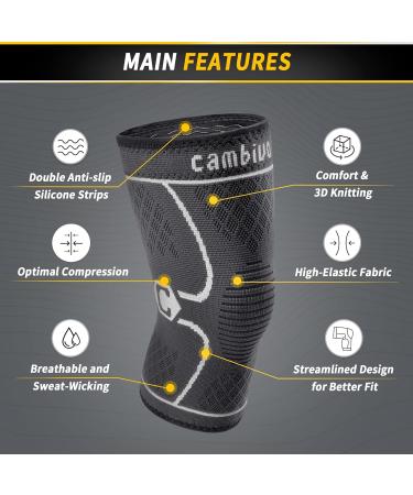 Buy Cambivo 2x Knee Brace for Men & Women - Orthopedic Support for Meniscus Tear ACL Arthritis - Perfect for Running Hiking & Sports - Black/Gray - Buy Online on GoSupps.com
