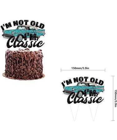 Xiliconie I'm Not Old I'm Classic Cake Topper Vintage Car Birthday Cupcake Single Sided Toppers 40th 50th 60th 70th Birthday Party Decorations Supplies Glitter Black for Men(Blue Car) - Buy Online on GoSupps.com