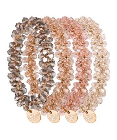 Olyee 4 pieces of scrunching crystal hair tie ladies hair tie with pearls elastic hair tie for women and girls ponytail hair jewelry hair tin gray and pink - Buy Online on GoSupps.com