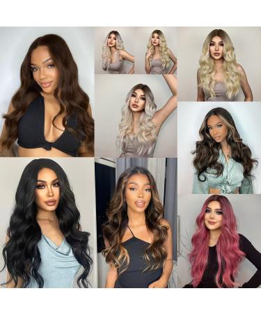 Wigoddess Long Black Wavy Synthetic Lace Front Wig 26 Inch - Natural Looking 150% Density Heat Resistant Fiber - Ideal for Black Women - Daily & Party Wear - Buy Online on GoSupps.com