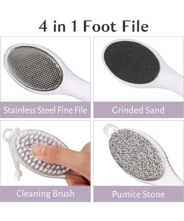 4-in-1 Foot File with Pumice Stone, Stainless Steel Fine File & Scrubber - Remove Dead Skin Easily - Household Foot Care Tool - Buy Online on GoSupps.com