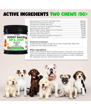 iKarmel Hip and Joint Care Supplements for Dogs - Glucosamine, Chondroitin, Green-Lipped Mussels - Senior to Puppy Treats for Stiff Joints (180 Chews) - Buy Online on GoSupps.com