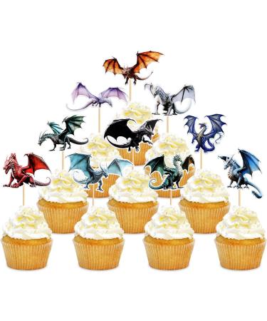 30-Piece Dragon Theme Cupcake Toppers - Mythical Cake Decorations for Weddings & Birthday Parties - Buy Online on GoSupps.com