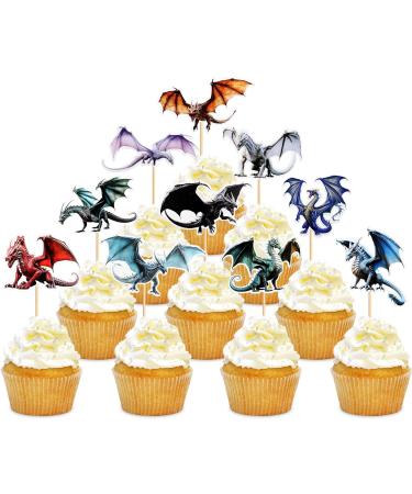 30-Piece Dragon Theme Cupcake Toppers - Mythical Cake Decorations for Weddings & Birthday Parties - Buy Online on GoSupps.com