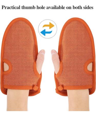 PHOGARY 2 PCS Exfoliating Gloves for Bath Shower - Orange | Body Scrub Mitts for Exfoliating Arms, Legs, and Face - Dead Skin Peeling Accessory - Buy Online on GoSupps.com