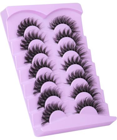 JIMIRE Faux Mink Eyelashes Fluffy 17MM 6D Cat Eye False Eyelashes Volume Natural Fake Strip Lashes 7 Pairs Pack Look Like Eyelash Extensions - Buy Online on GoSupps.com
