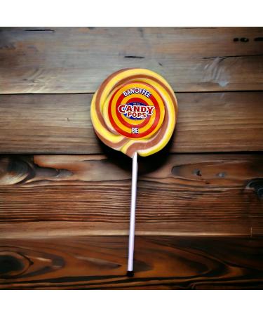 Banoffee Pie XL Large Wheel Lollies - Swirl Lollipops - Party Favour - Sweets - Rock Candy 75g 4 Inch Diameter 9 Inch Length (X 3) - Buy Online on GoSupps.com