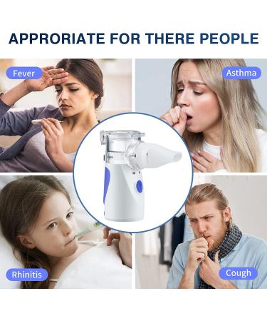 Portable Handheld Mesh Nebulizer for Adults and Kids - Cool Mist Steam Inhaler for Travel or Home Use - Blue - Buy Online on GoSupps.com