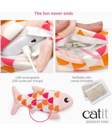 Catit Groovy Fish Toy - Interactive Motion Activated Flipping Fish Cat Toy Blue - One Size - Buy Online on GoSupps.com