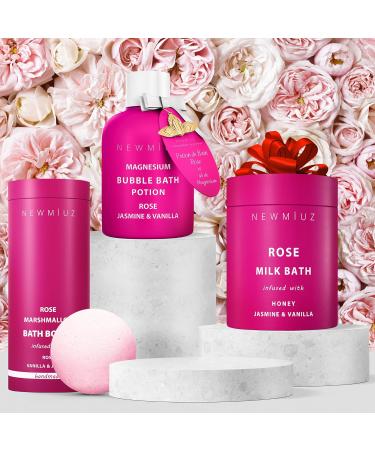 Luxury Magnesium Bubble Bath - Rose Jasmine Vanilla | Long-Lasting Epsom Salt Relaxation & Stress Relief | Spa Gift for Women | Ideal for Birthdays & Christmas - Buy Online on GoSupps.com
