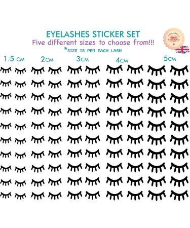 Eyelashes Unicorn Sleepy Eyes Lash Stickers Decal Perfect for Craft Home Decor Gold or Black Available Design 5 (1.5cm - 30x Pairs Eyelashes Black Gloss) - Buy Online on GoSupps.com