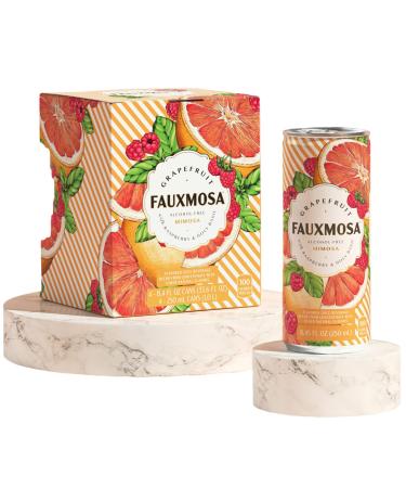 FAUXMOSA Alcohol-Free Mimosas | Best Premium Non-Alcoholic Cocktail, Perfect Champagne Alternative, Non-GMO and Gluten-Free, 8.45 fl oz Cans (4-Pack) Grapefruit with Raspberry & Holy Basil Grapefruit with Raspberry & Holy Basil 8.45 Fl Oz (Pack of 4)
