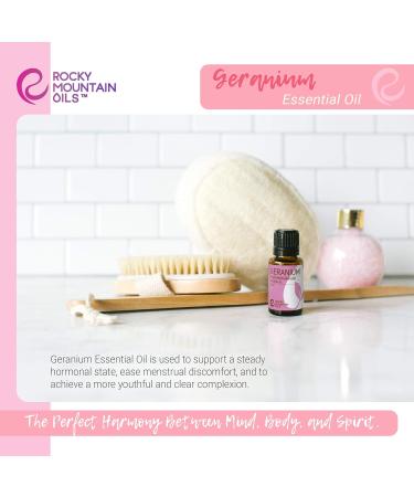 Rocky Mountain Oils Geranium Essential Oil - 100% Pure Aromatherapy Oil for Skin & Hair Care - 15ml - Buy Online on GoSupps.com