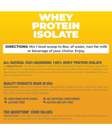 About Time Whey Isolate Protein - Non-GMO All Natural Gluten/Lactose Free 24g Protein per Serving (Vanilla 2 lbs) - Buy Internationally - Buy Online on GoSupps.com