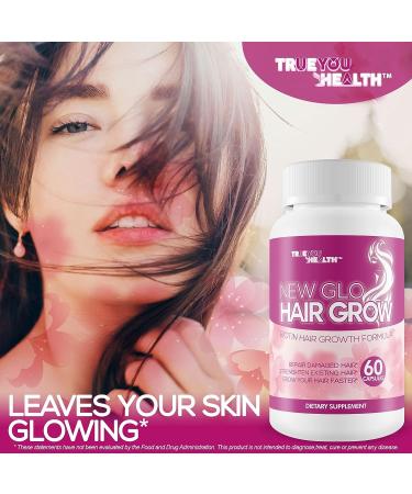 New Glo Hair Grow - Biotin Hair Growth Supplement for Strong & Beautiful Hair - Promotes Faster Growth & Longer Length - Women's Hair Growth Formula - Buy Online on GoSupps.com