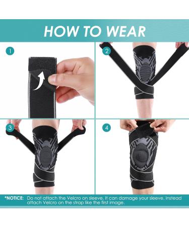 Achiou Knee Compression Sleeve - Adjustable Knee Brace for Pain Relief Stabilizers & Gel Pad - Support for Meniscus Tear Running Workouts - Medium Grey for Men & Women - Buy Online on GoSupps.com