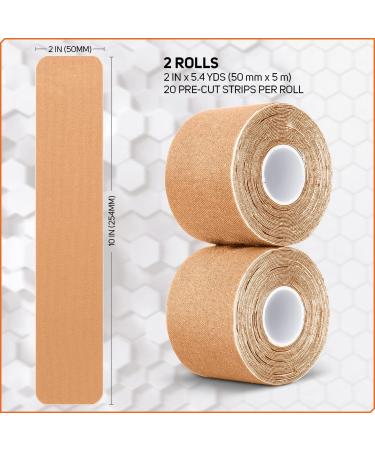 Care Science Waterproof Kinesiology Tape  Precut Water Resistant Strips  Elastic Athletic Tape for Sports & Weightlifting  Supports Muscles & Joints  Muscle Strain Relief  Tan  2 Rolls  40 Count - Buy Online on GoSupps.com