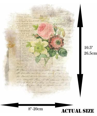 Flower Overlay Rice Paper - 8x10.5 inch, 6 Different Printed Images, 30gsm Mulberry Paper for Decoupage Crafts - Buy Online on GoSupps.com